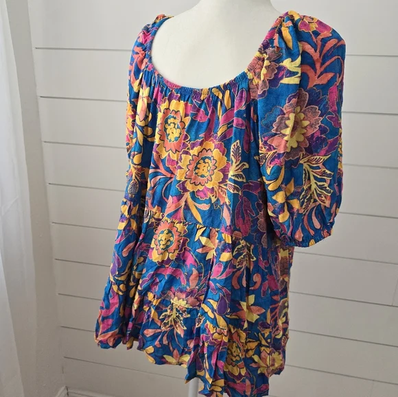 Terra & Sky Plus Size Colorful Floral Blouse Top size 2x - Picture 5 of 7